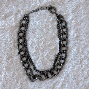 Black Double Chunky Chain-Link Necklace